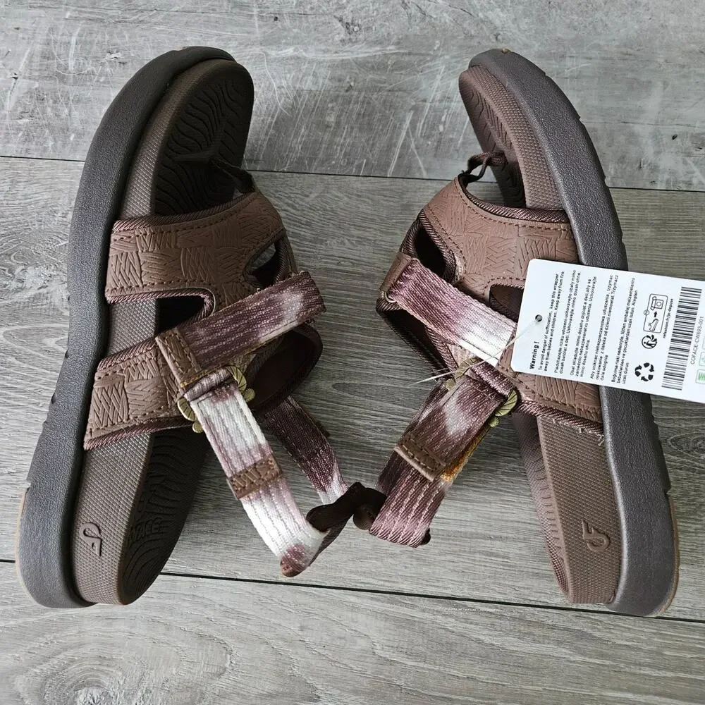 COFACE Flip Flops Sandals Adjustable Comfort Arch Support Womens Size 8.5 Brown